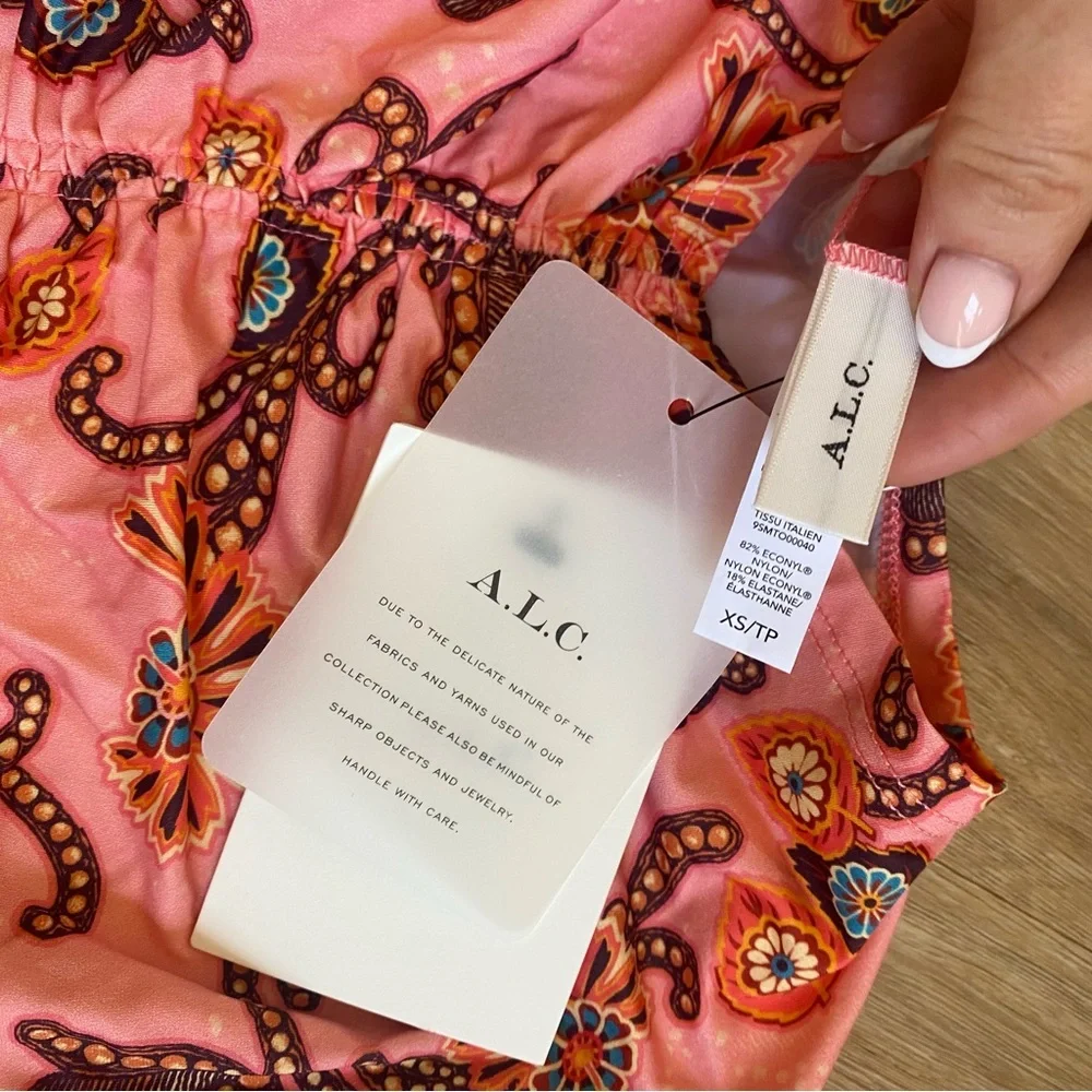 A.L.C. Ansel Rashguard Swim Top / Rosa Multi / - Picture 5 of 7